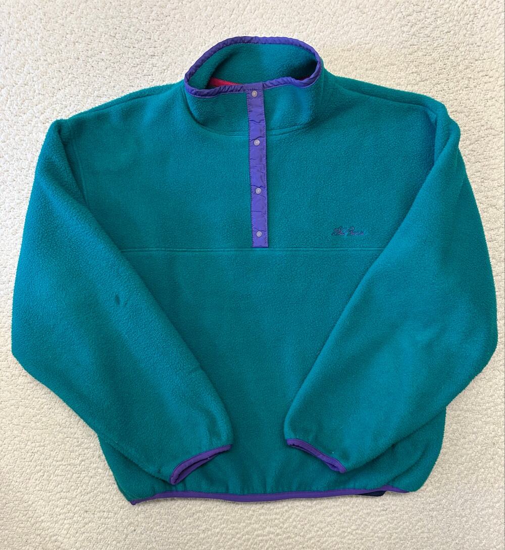 Vintage 1990s LL Bean Womens Snap Fleece Pullover Sweatshirt Size XL Made in USA